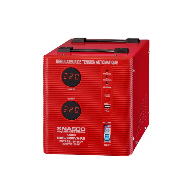 NASCO Stabilisateur Automatique 3000VA avec Compteur Digital