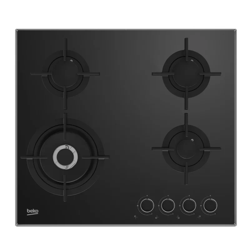 BEKO Plaque de Cuisson Encastrable Noire – 4 Brûleurs à Gaz