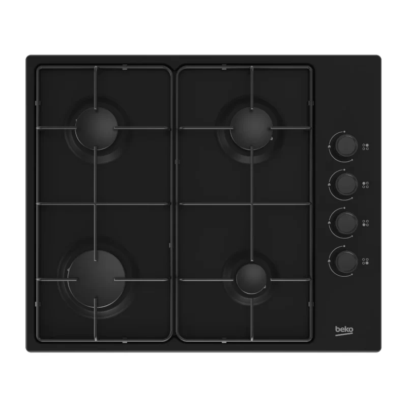 BEKO Table de Cuisson Encastrable Noire – 4 Brûleurs à Gaz