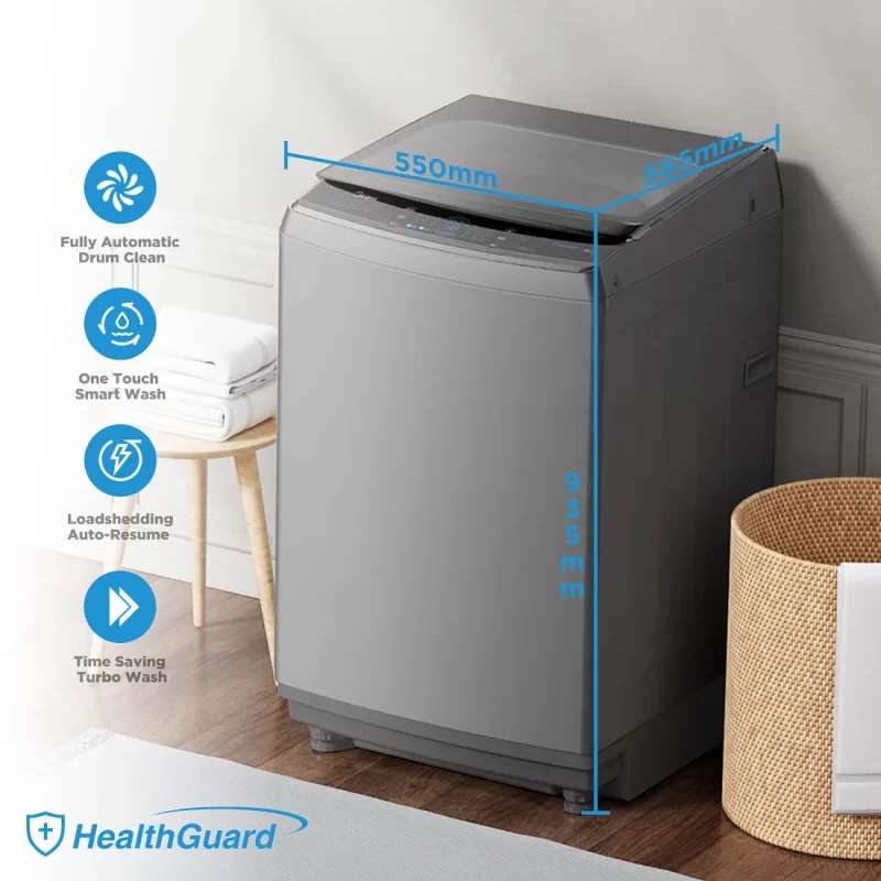 Midea Machine à Laver 10.5 kg Top Load Automatique – Hygiène+ & HealthGuard