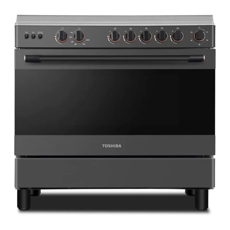 TOSHIBA Gazinière 5 Feux Gris-Noir – Allumage Automatique